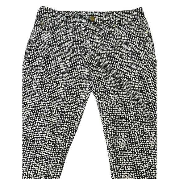 DKNY Trousers Pants Womens Size 8 Printed Black White Tapered Low Rise Cotton - Picture 3 of 10